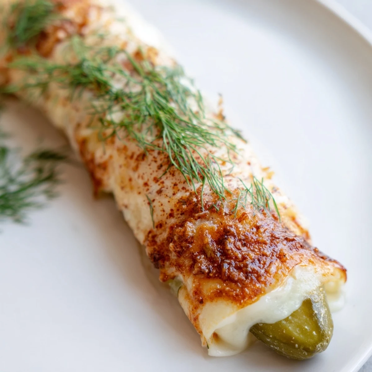 Warm and cheesy melted cheese pickle rolls, offering a satisfying crunch and savory flavors.