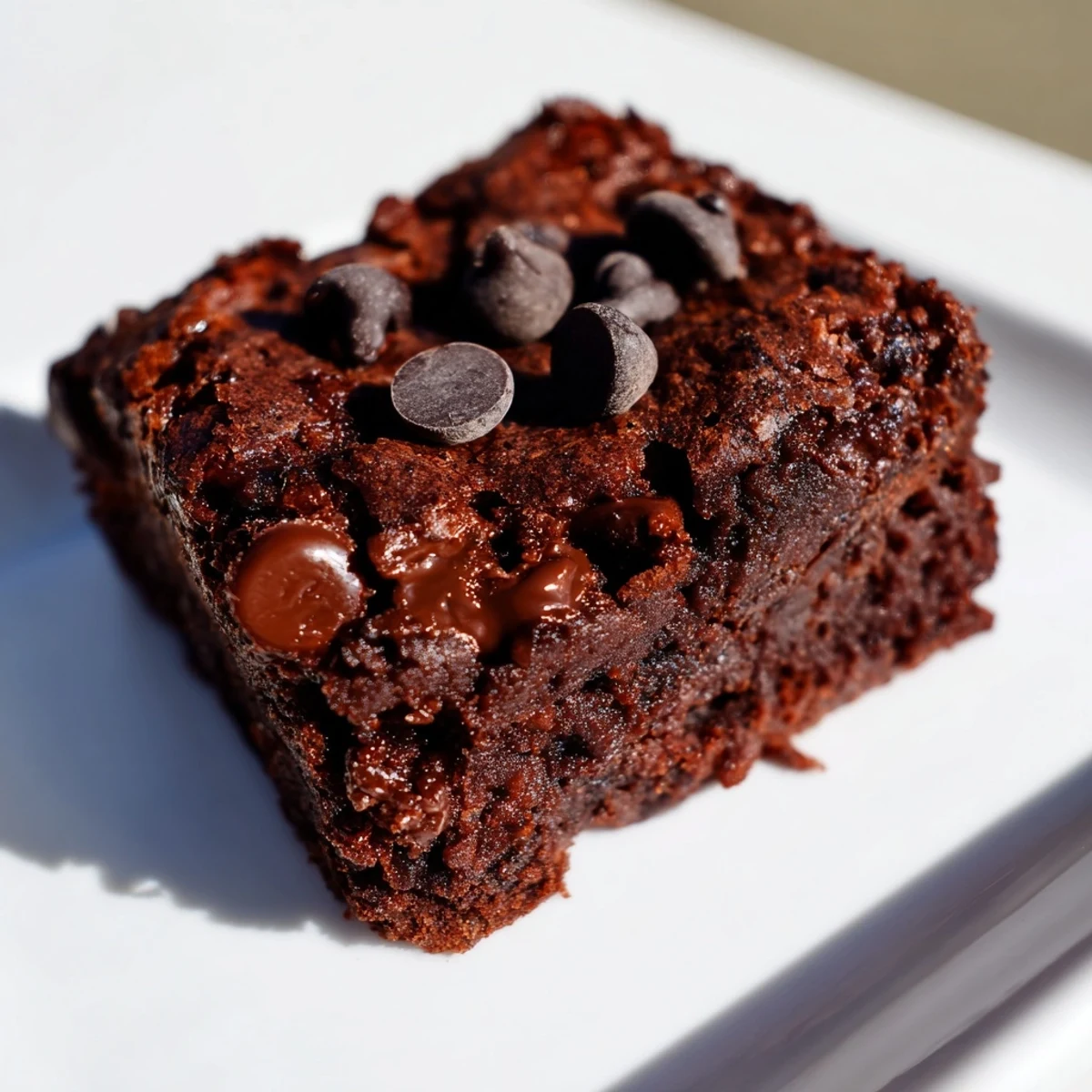 See a close-up of delicious Greek yogurt brownies, offering a rich chocolate taste and moist texture.