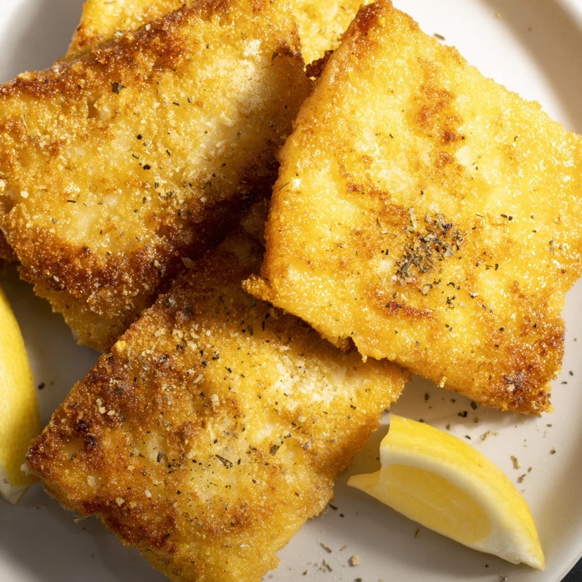 Golden and crispy Greek Saganaki cheese appetizer, fried and ready to be drizzled with fresh lemon.