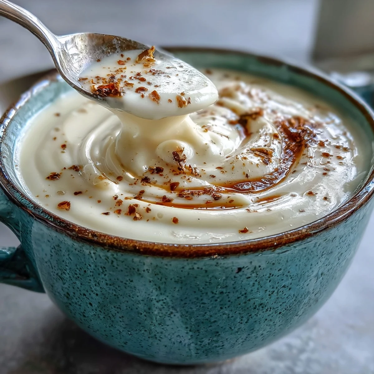 Velvety Cream of Potato Soup simmered on the stove, ready to ladle into cozy mugs for dinner.