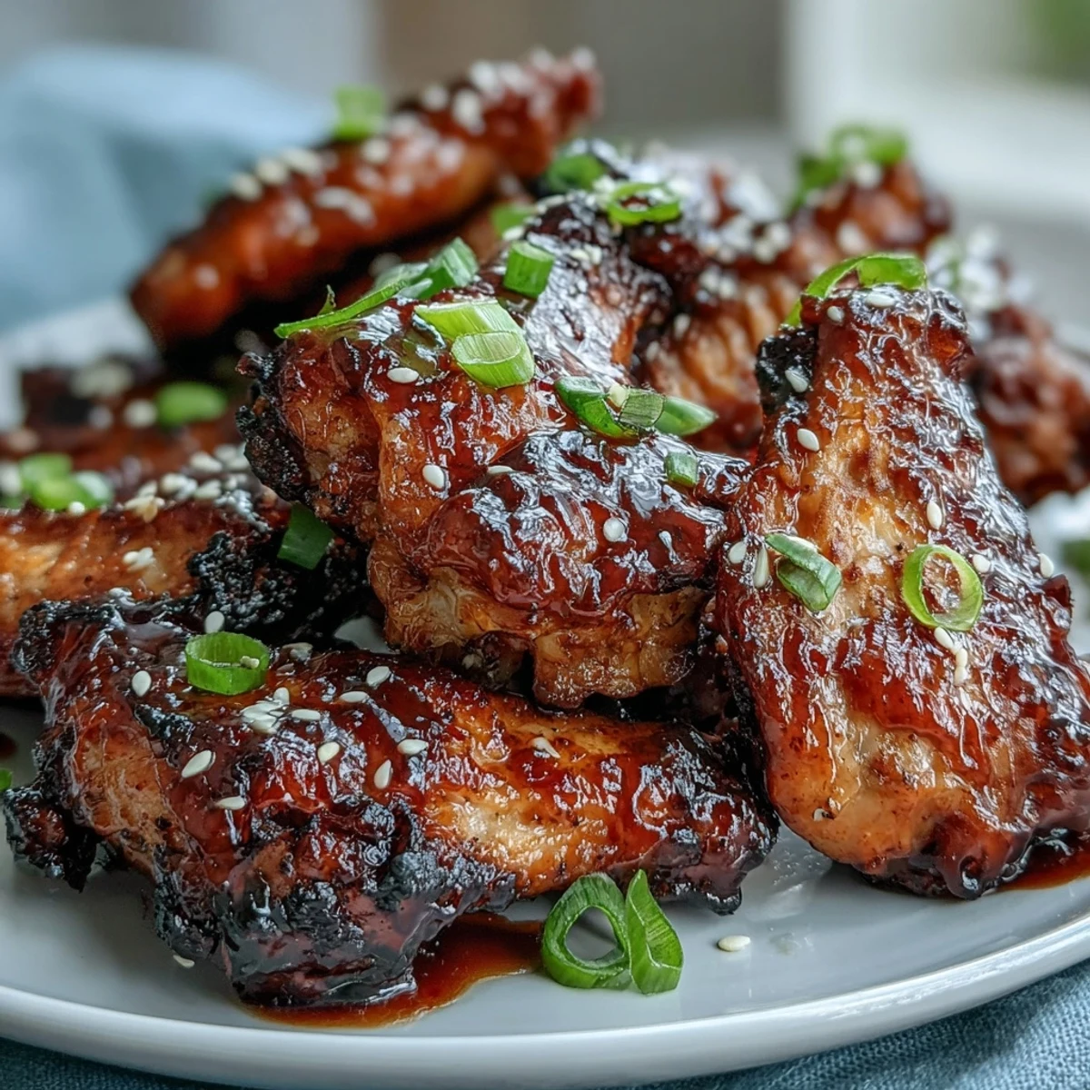 A close-up of Coca Cola Chicken Wings shows a rich, caramelized glaze and charred edges, perfect for a game-day snack or dinner.