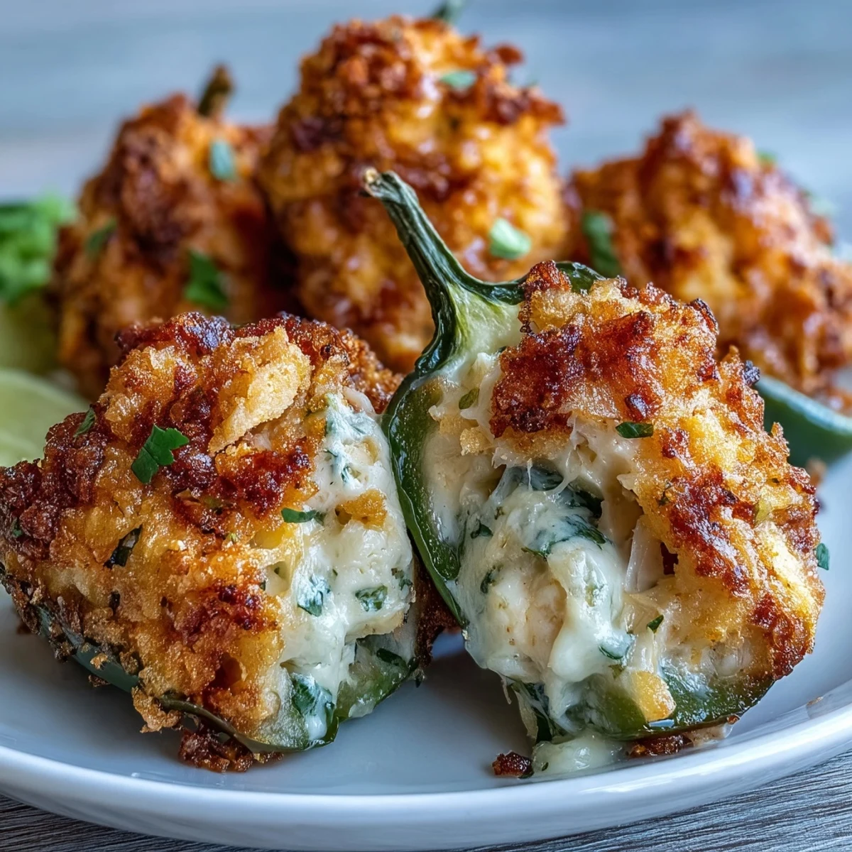 Freshly baked Cajun Crab Poppers feature golden, crispy panko-topped jalapeño halves filled with creamy lump crabmeat.