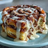 Cinnamon Roll Pancake Casserole with Cream Cheese Glaze: a warm breakfast bake with fluffy pancakes swirled with cinnamon sugar and topped with rich cream cheese glaze.