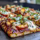 BBQ Peach Brie Flatbread Grill