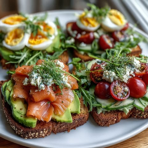 Spring Brunch Avocado Toast Board with Smoked Salmon, a colorful spread of creamy avocado, smoked salmon, and fresh vegetables perfect for sharing at brunch.