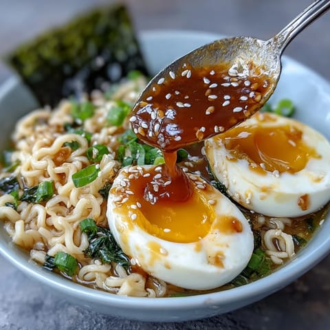 Rich Homemade Miso Ramen bowl with melting egg and savory broth, perfect for dinner.