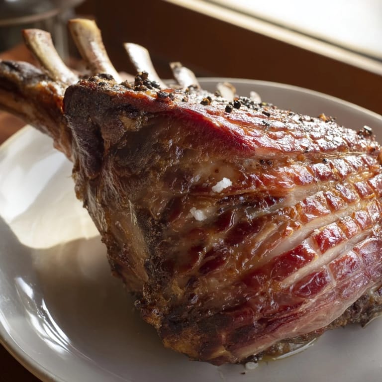 This image shows the beautifully browned Slow-Roasted Pork Shoulder, ready for serving after glazing.