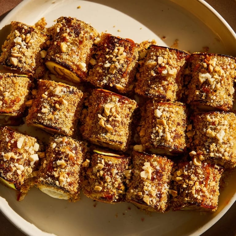 Close-up photo of crispy baked zucchini rounds, perfectly golden, offering a satisfying crunch.