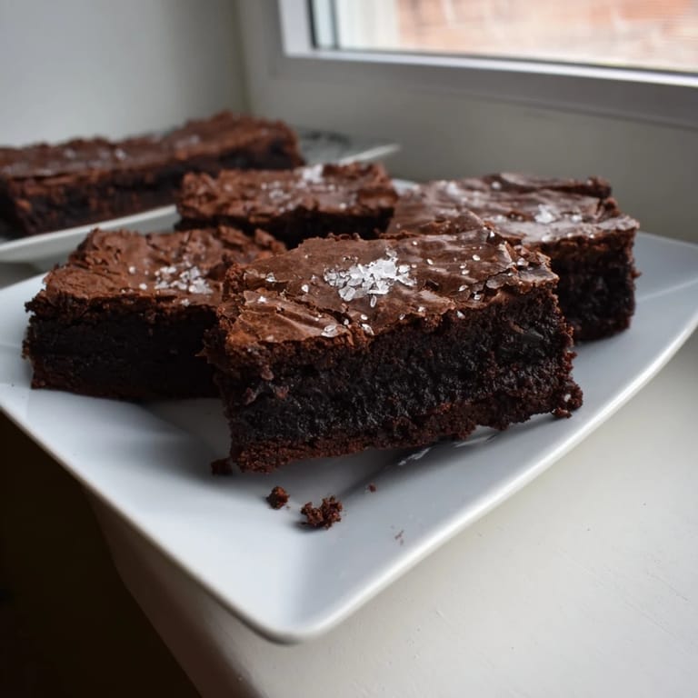 These deeply rich, fudgy Homemade Dark Chocolate and Sea Salt Brownies have a perfect flaky sea salt topping.