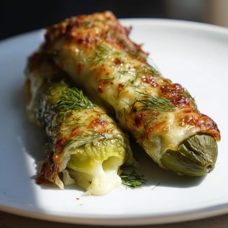 Enjoy the delicious blend of flavors in these homemade melted cheese pickle rolls, served hot.