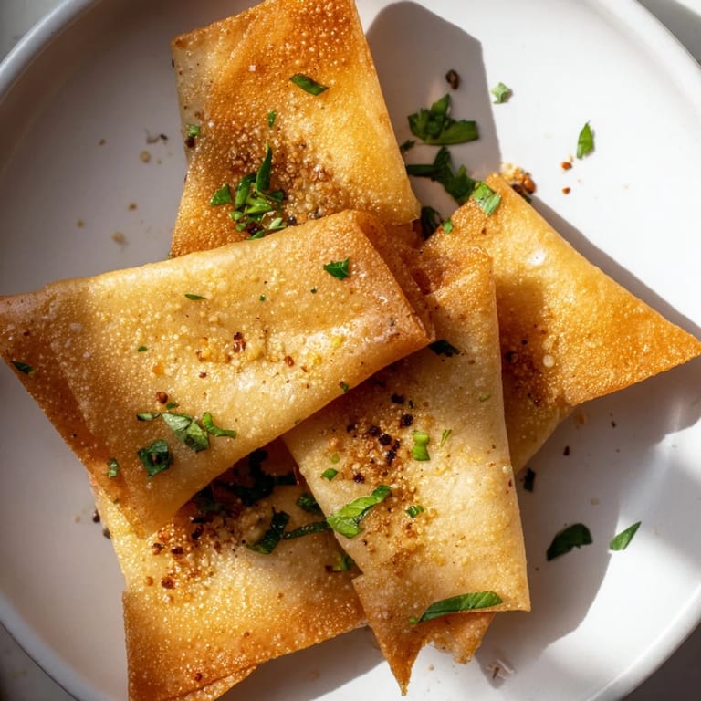 Bowl overflowing with delicious crispy garlic lumpia chips, perfect for a flavorful snack.