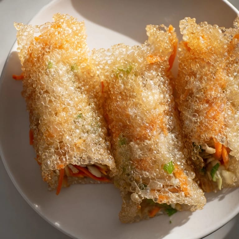 Imagine the delightful crunch of perfectly fried Crispy Rice Paper Dumplings, a vegan appetizer.