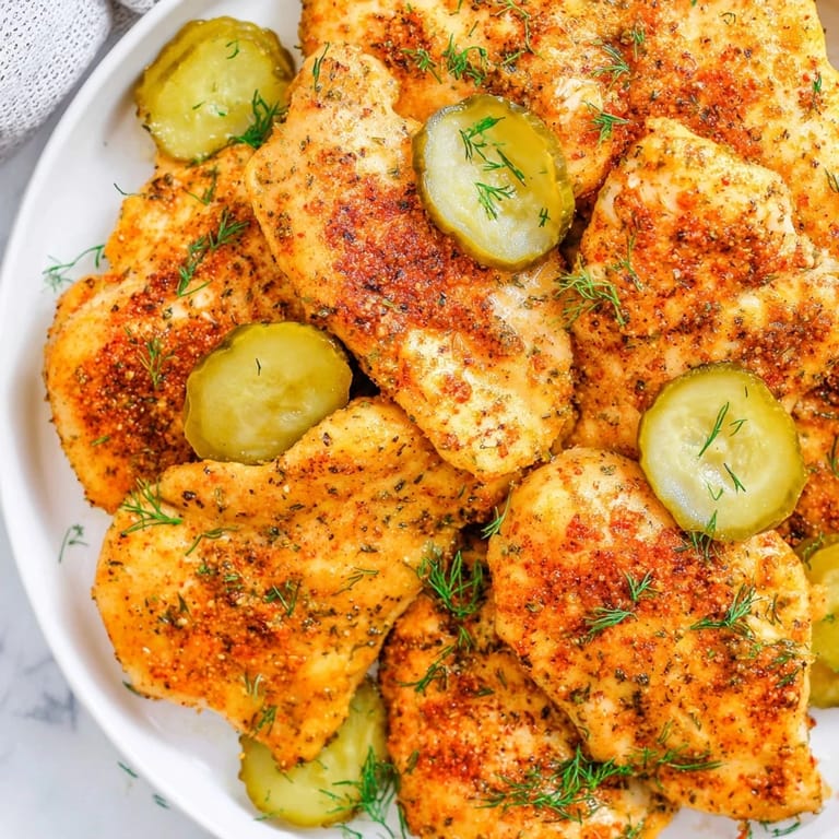 Tender, juicy Pickle Ranch Chicken, coated in fragrant spices, offering a delightful weeknight meal.