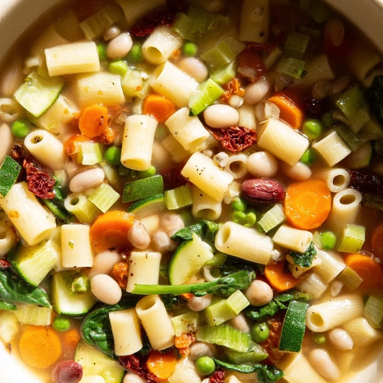 Empty quart jar prepared with lentils, beans, and sun-dried tomatoes for a hearty vegetarian soup ready to serve hot.