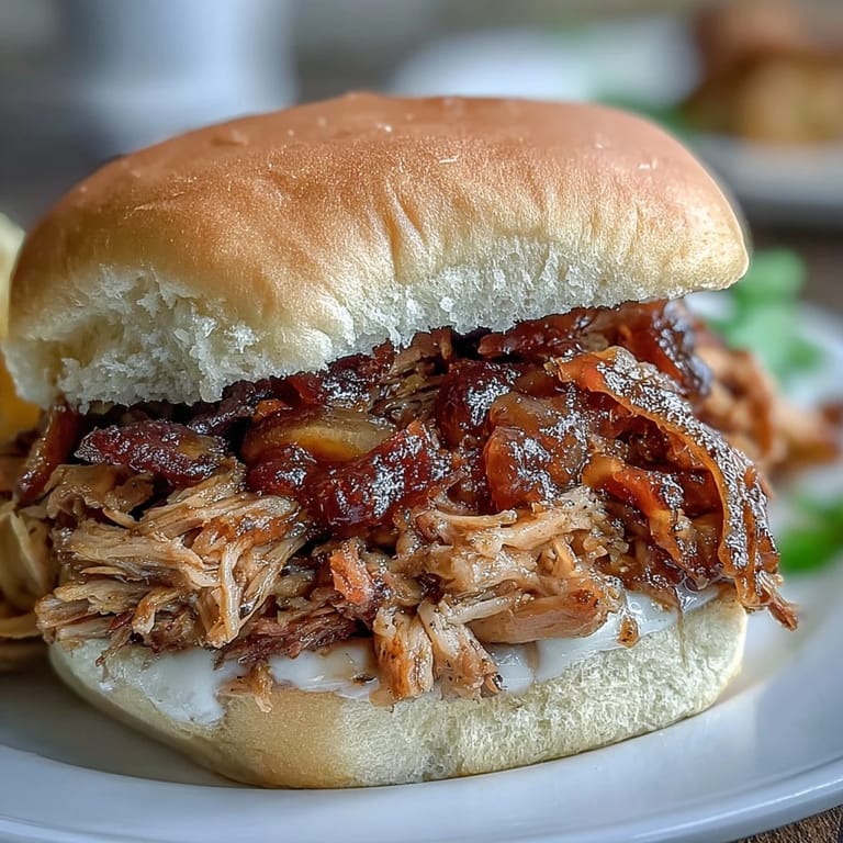 Shredded Applesauce Pulled Pork Sandwiches stuffed with tender meat and creamy coleslaw for dinner.