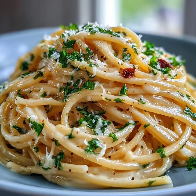 Bright and zesty lemon butter pasta glistens with garlic and Parmesan, perfect for a quick vegetarian dinner.