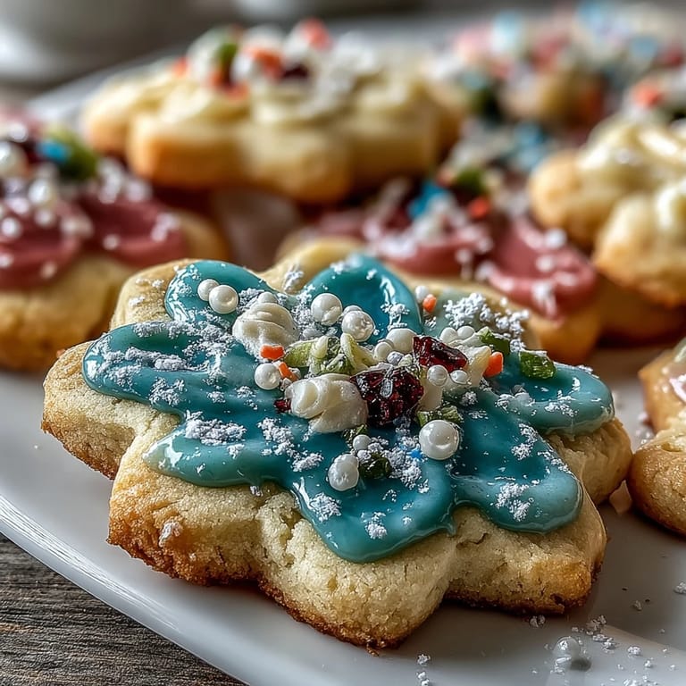 Buttery, melt-in-your-mouth flower cookies decorated with colorful royal icing, ideal for Easter or Mother's Day dessert tables.
