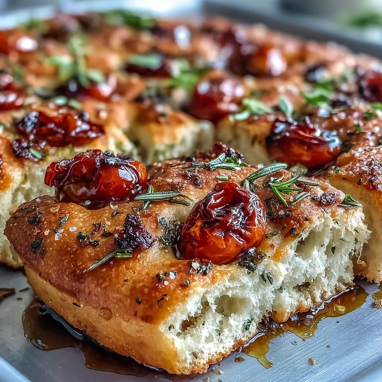 Delicious Spring Herb Focaccia topping a table with fresh spring flavors.