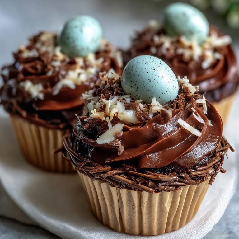 Picture-perfect Easter Nest Cupcakes, a delightful handheld dessert with edible bird nests.