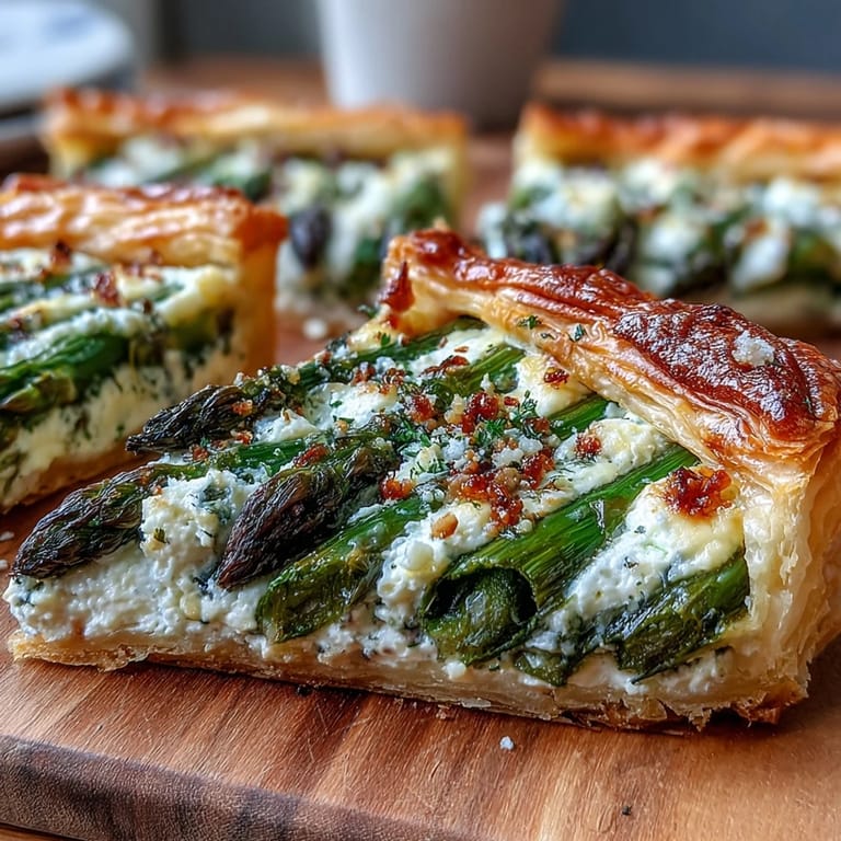 Golden Asparagus Ricotta Tart with creamy filling, perfect for brunch.