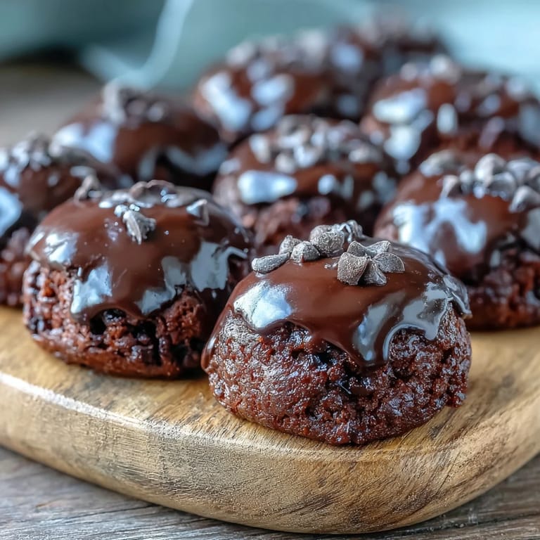 Glossy Fiber-Maxxing Bean Brownie Bites with melted chocolate chips, ready to eat.