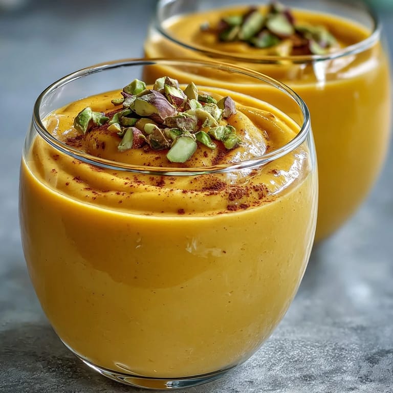 Chill out with this easy mango lassi smoothie, a frothy, cardamom-spiced delight.