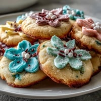 Delicate flower-shaped shortbread cookies with vibrant royal icing, perfect for spring celebrations and afternoon tea parties.