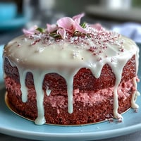 Elegant Bridal Shower Rosé Velvet Cake featuring a luxurious rose hue and shimmering gold drip.